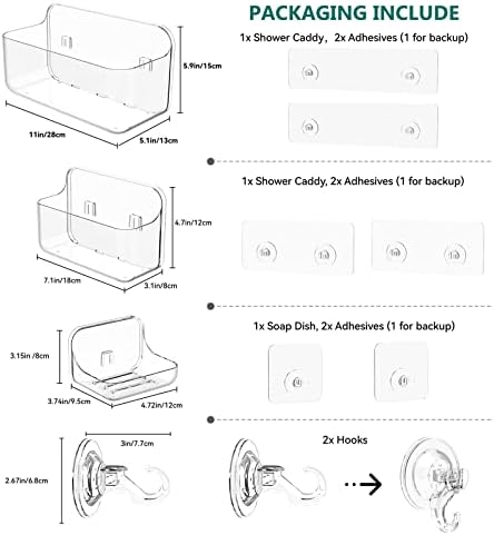 AmazonBasics 5 Pack Clear Acrylic Shower Caddy 1