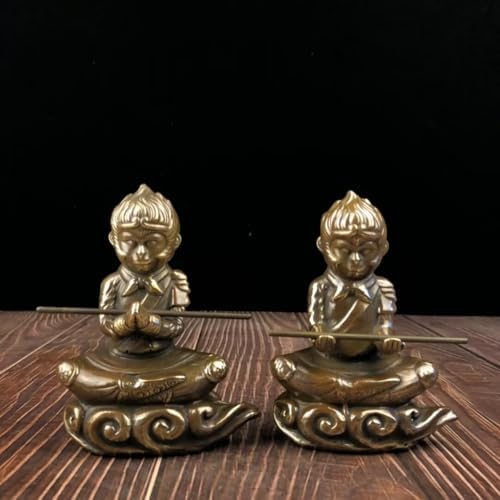 Julrybox Pure Copper Wukong Statue Brass Decor Figurine