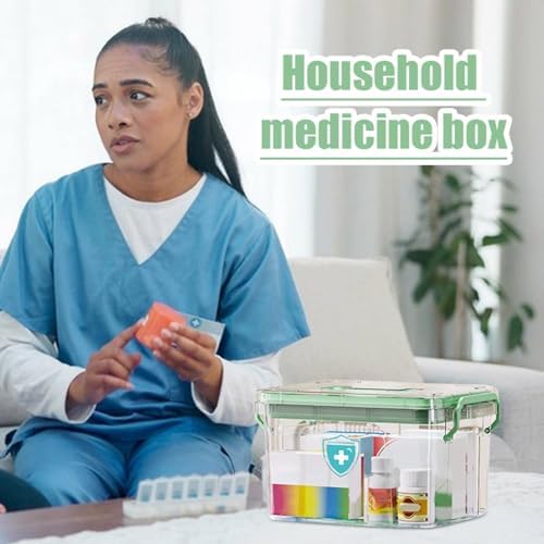Household Medicine Organizer with Clear Layers and Secure Lid 1