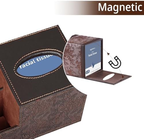 BLIENCE PU Leather Tissue Box Cover with Storage