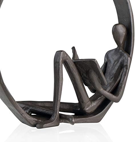 Danya B Contemporary Encircled Reader Cast Iron Sculpture Single Male