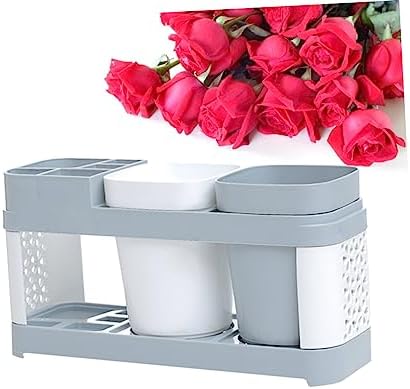 KONTONTY Toothbrush Holder with 2 Cups and 5 Slots