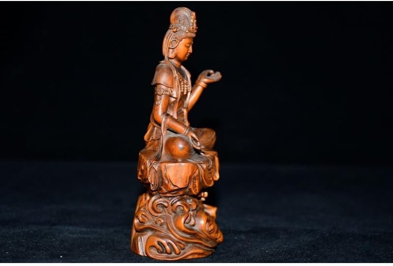 LimpaC Collection Boxwood Kwan-yin Statue Handmade Decor