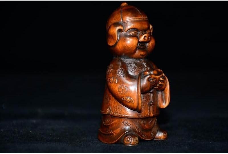 LimpaC Handmade Boxwood Pig Statue Decor