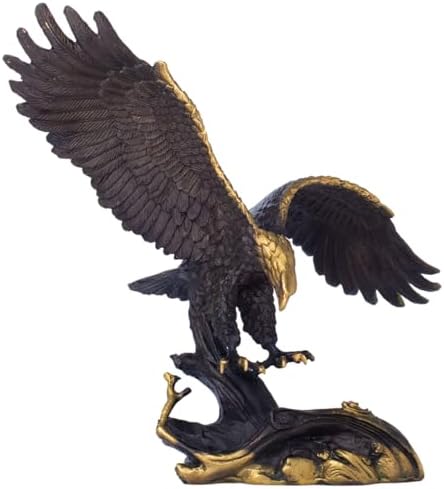 YouFine Brass Eagle Spread Wings Statue - Modern Home Office Decor