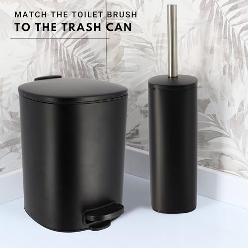EVIDECO Square Metal Toilet Brush with Holder - Black