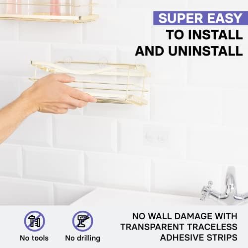 KINCMAX Shower Caddy Organizer - Durable Stainless Steel Wall Shelf with Hooks