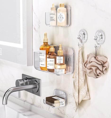 AmazonBasics 5 Pack Clear Acrylic Shower Caddy 1