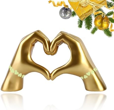 Heart Hand Sculpture - Gold Big Hands Decor Statue