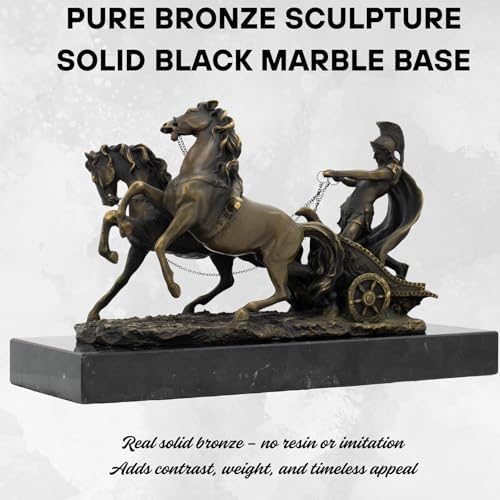 YouFine Bronze Greek Warrior Chariot Statue - 122 Inch