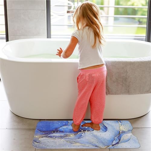 Denifeiya Blue Non Slip Marble Bathtub Mat 40x16