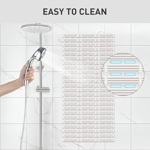 XIYUNTE Non Slip Shower Mat - 36x16 inches Cream White