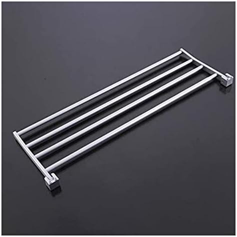 ALDEPO 40cm Aluminum Towel Rack with 5 Hooks and Double Shelf