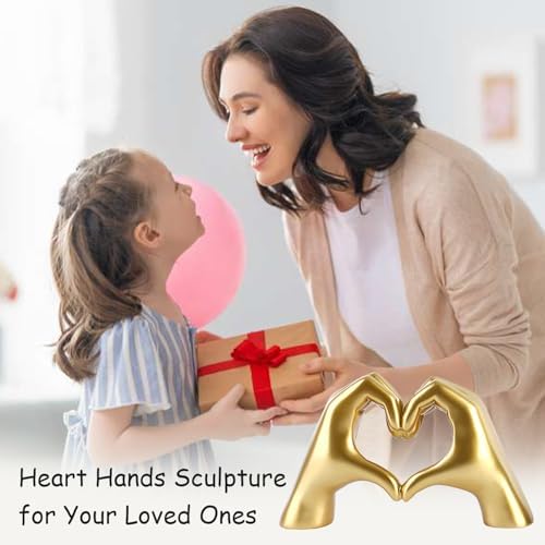 Heart Hand Sculpture - Gold Big Hands Decor Statue