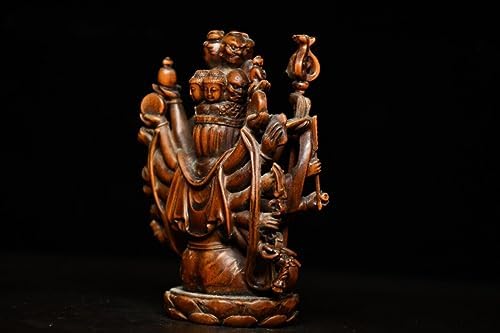 Handcrafted Boxwood Avalokiteshvara Statue with 1000 Arms