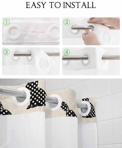 Anzona No Hook Easter Rabbit Shower Curtain Set