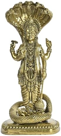 Exotic India Superfine Vishnu Brass Statue On Sheshnag 1