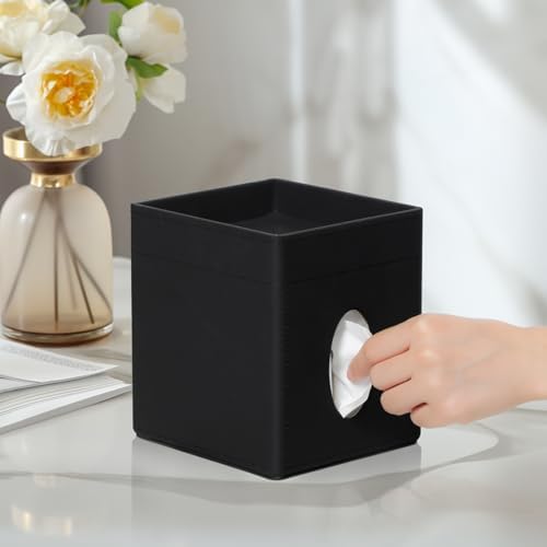 Black PU Leather Tissue Box Cover Holder