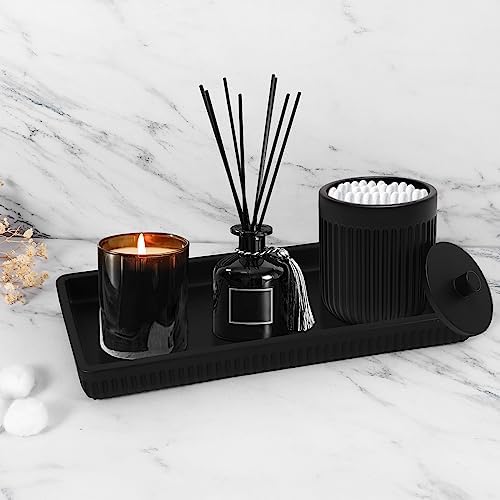 XLHOMO 5 Pc Resin Matte Black Bathroom Accessories Set