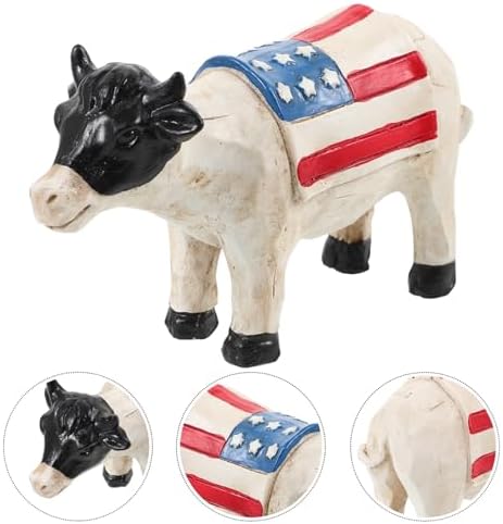 American Flag Resin Cow Statue for Independence Day Decor