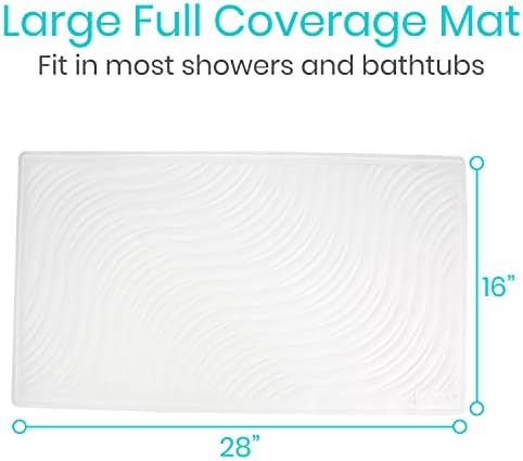 Vive Non-Slip Bath Mat with Suction Cups - 28 x 16 XL