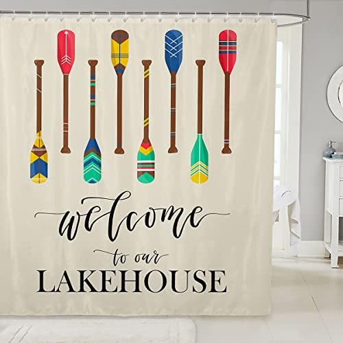 Erosebridal Lake House Decor Shower Curtain Set 72x78