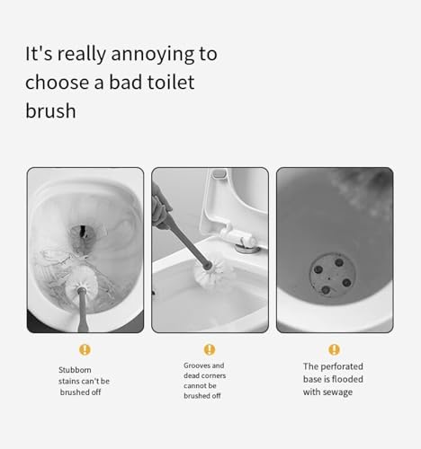 Detachable Toilet Brush with Holder - Black and Grey