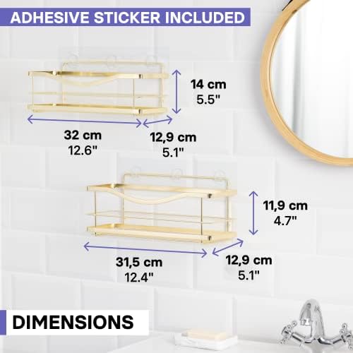 KINCMAX Shower Caddy Organizer - Durable Stainless Steel Wall Shelf with Hooks