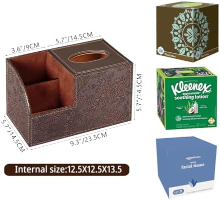BLIENCE PU Leather Tissue Box Cover with Storage