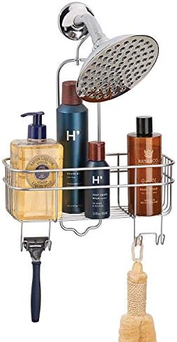iDesign Euro Metal Hanging Shower Caddy with Swivel Hook Silver