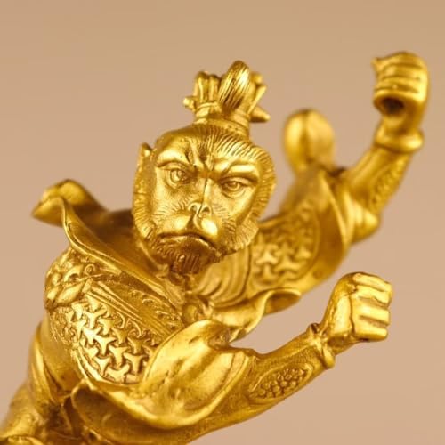 Chinese Brass Monkey King Statue Wukong Figurine Decor