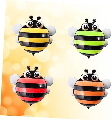 Luxshiny 4PCS Cartoon Honeybee Toothbrush Holder Wall Mount