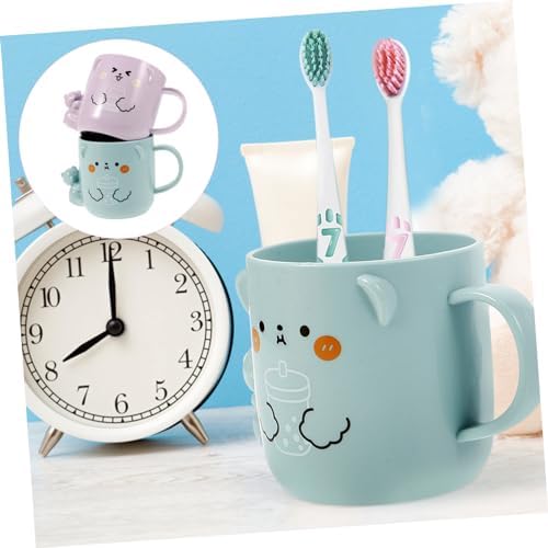 2Pcs Cute Bear Design Reusable Plastic Tumblers for Toothbrush
