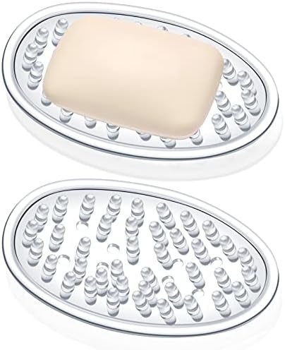 Yoande Clear 2Pc Plastic Soap Dish with Drain Holes