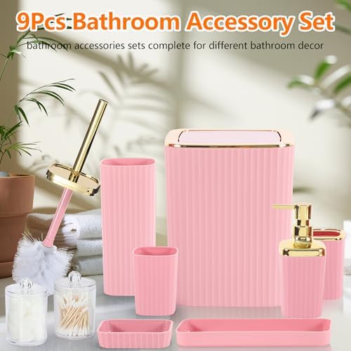 Viowil 9-Piece Pink Bathroom Accessory Set