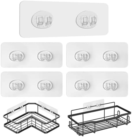 LSOSVSEU Shower Caddy Adhesive Hooks 5Pcs Triple Double Hooks