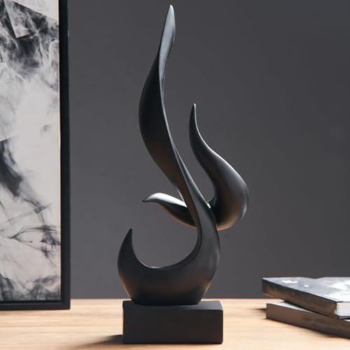 AWNR Black Flame Resin Art Sculpture Modern Home Decor