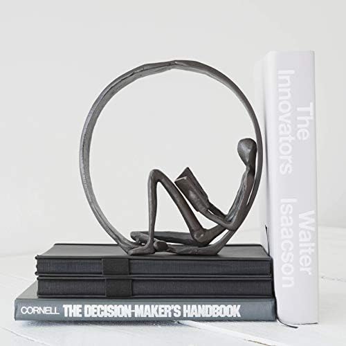 Danya B Contemporary Encircled Reader Cast Iron Sculpture Single Male