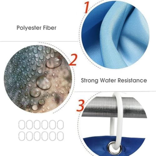 Grey Raindrop Floral Shower Curtain Set with Hooks 70x70 Inch