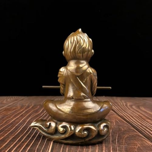 Julrybox Pure Copper Wukong Statue Brass Decor Figurine