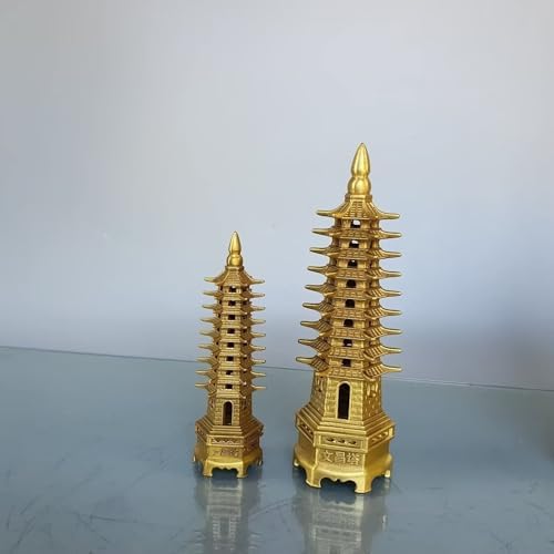 Brass Wenchang Pagoda Tower Figurine 9 Layers