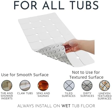 MeimeiDe Silicone Bathtub Mat 15 x 28 Non-Slip