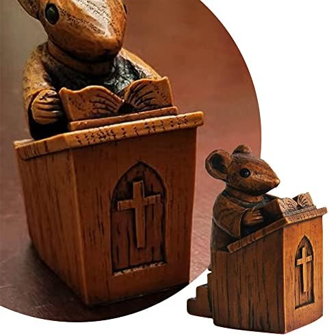 GAIBIJA Yuhoo Church Mouse Statue 10 Inch Wooden Sculpture