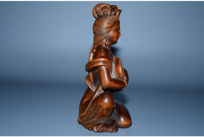 Handcrafted Boxwood Lute Player Meditating Figurine