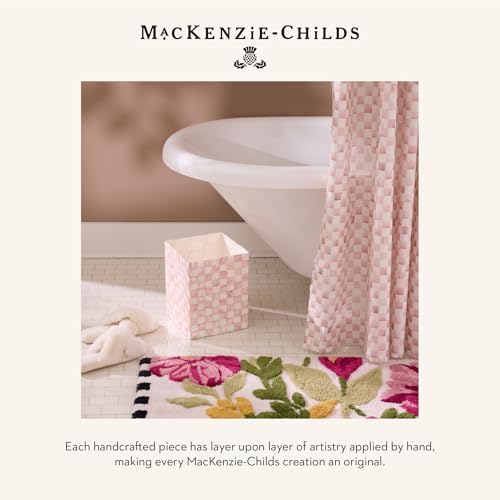 MACKENZIE-CHILDS Square Capiz Tissue Box Cover Rosy Check Pink and White