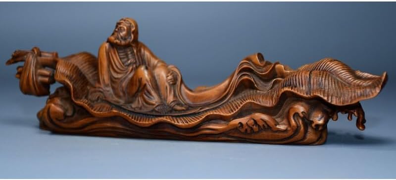 Handcrafted Boxwood Taoist Priest Dharma Statue Decor