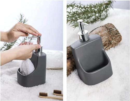 Liquid Ceramic Dish Soap Dispenser with Sponge Holder 137oz