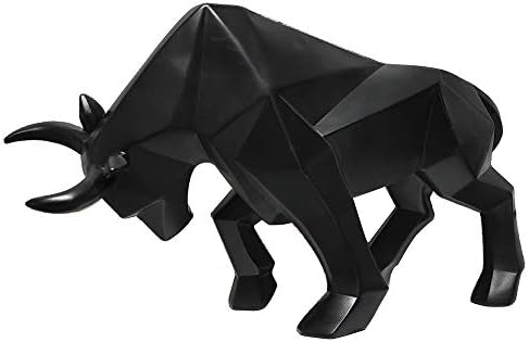 ASNOMY Black Bull Polyresin Statue Home Decor