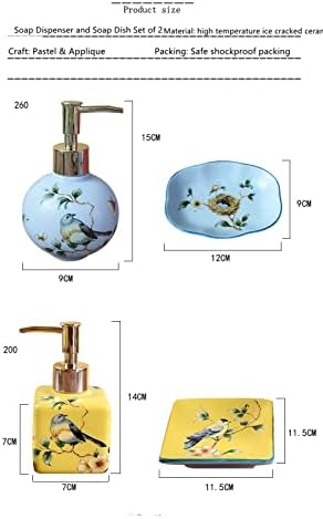 SAFWE Crack Ceramic Hand Soap Dispenser Set with Flower Bird Design