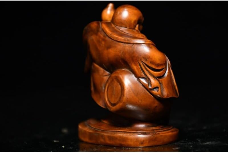 Handcrafted Mini Boxwood Maitreya Buddha Statue